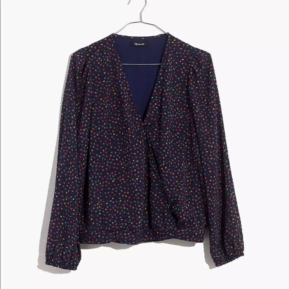 Madewell Wrap Top in Sugar Dot